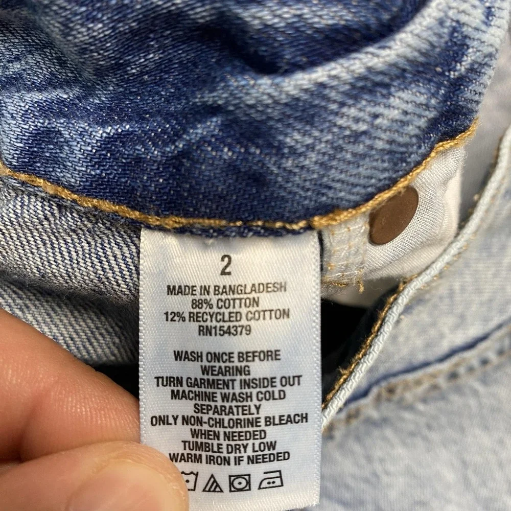 Aeropostale Jeans Juniors 2 Blue Boyfriend Flare‎ Distressed Acid Wash Denim